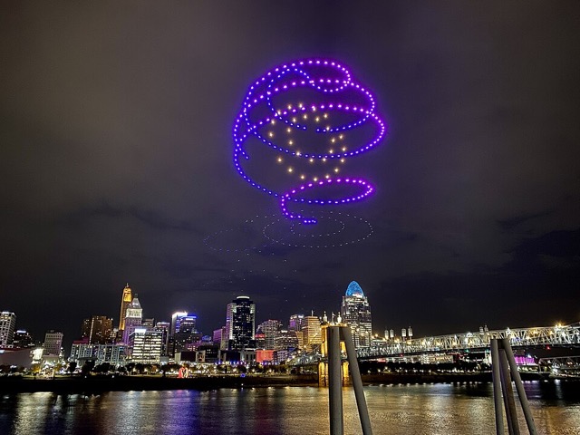 A drone show during BLINK Cincinnati